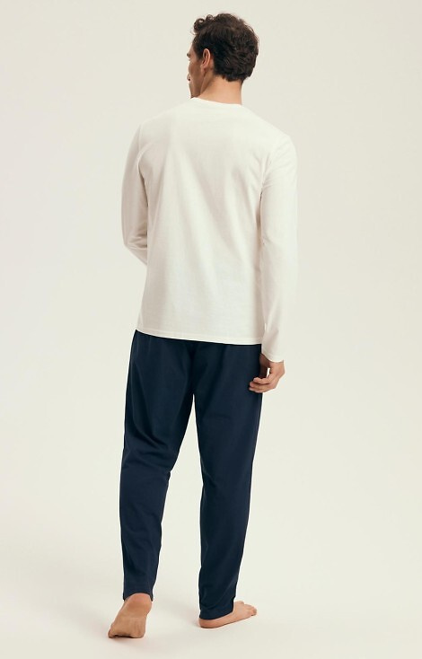 43475 Loji Pánske pyžamo Henderson Core white - bavlnená súprava s horskou potlačou