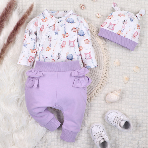 ABN-5471 Underwater World Nini obálkové body s dlhým rukávom - organická bavlna, pre bábätká