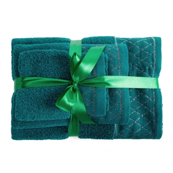 Sada uterákov Eurofirany 3 ks mäkké a savé prémiové uteráky Layla dark turquoise