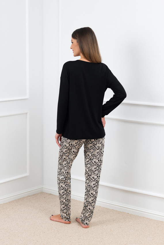 Birma Dámske pyžamo s dlhým rukávom a dlhými nohavicami Italian Fashion - čierne