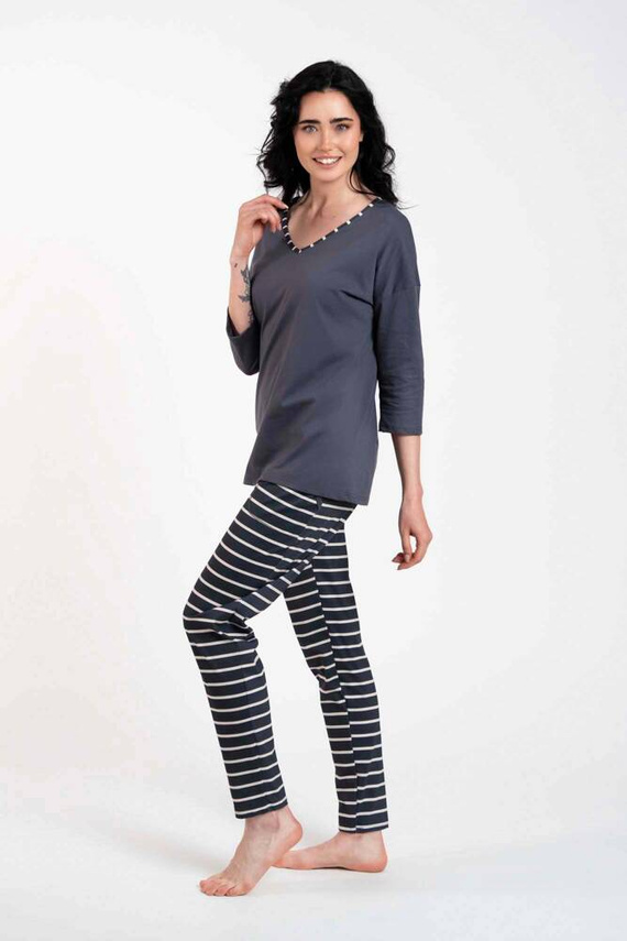 Betty Dámske pyžamo 3/4 rukáv, dlhé nohavice Italian Fashion - grafitová/grafitová potlač