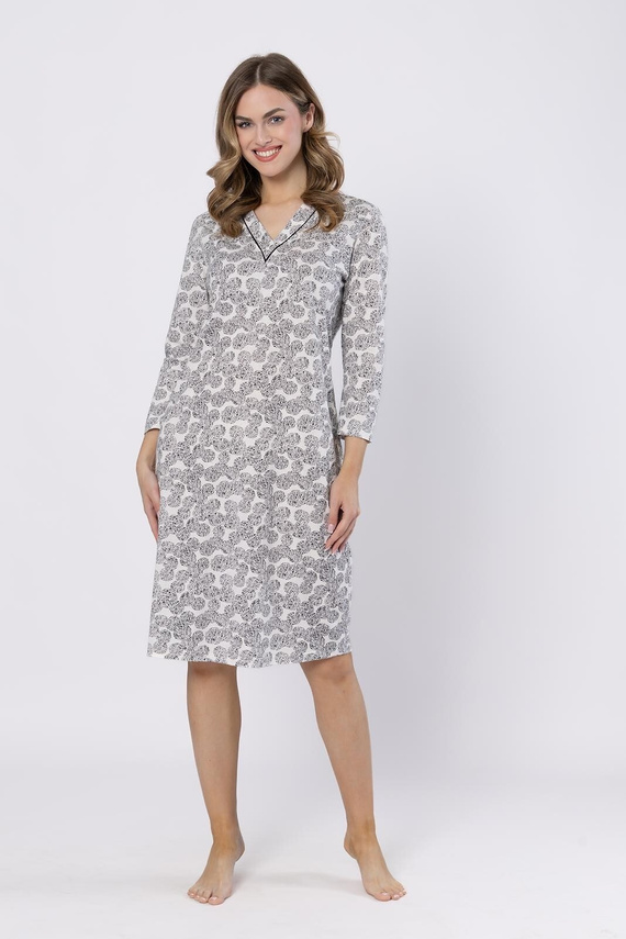 Bea 1610 Leveza nočná košeľa čierna - elegantná, 7/8, čipka