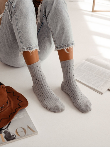 0200-170 Dámske ponožky Dash Dot Milena - elegancia a pohodlie - Light Melange