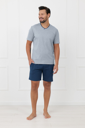 Pánska bavlnená pyžama Devon Italian Fashion krátky rukáv melange
