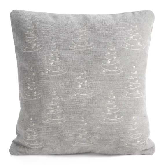 Vianočný návlek na vankúš Eurofirany Chp 301 45x45 cm, chenille s výšivkou, 300 g/m², strieborný