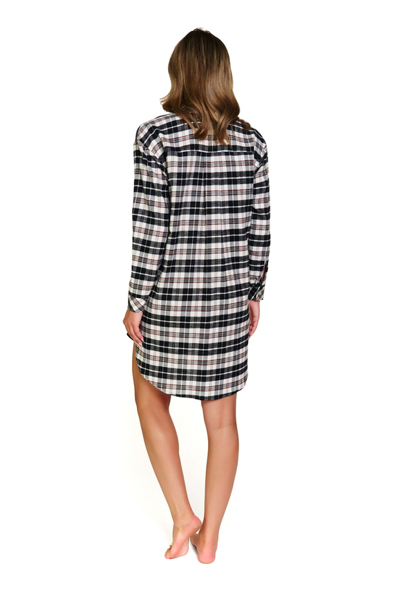 7336 Nočná košeľa Doctor Nap - bavlnená, flanelová, dlhá, károvaná, rozopnutá