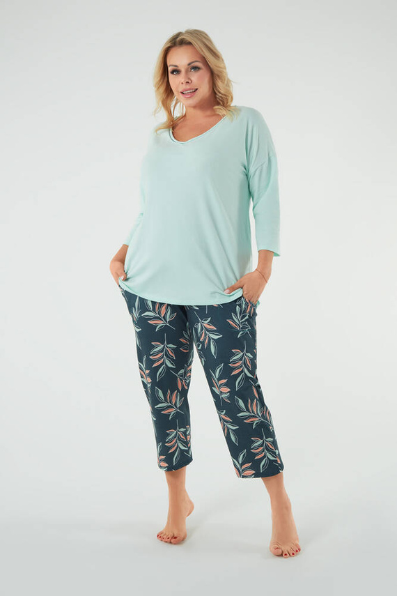 Julietta Dámske pyžamo 3/4 rukávy, 7/8 nohavice Talianska móda - pistáciová/potlač