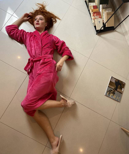 628 Abigail Dlhý dámsky župan Forex - malinový