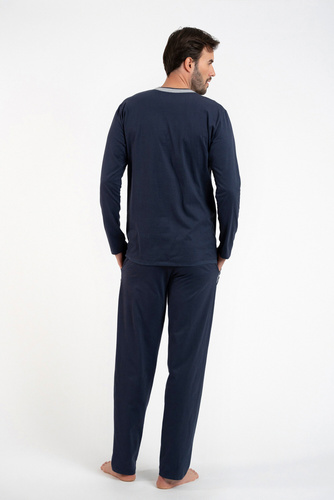 Zbyszek Pánske pyžamo s dlhým rukávom, dlhé nohavice Talian Fashion - námornícka modrá