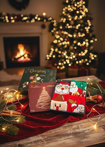 Veselá vianočná ponožková súprava M898 Wik Unisex - 4 páry vianočných ponožiek v krabici