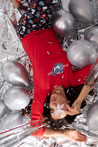 Makala Dámske pyžamo s dlhým rukávom a dlhé nohavice Italian Fashion - červená/potlač