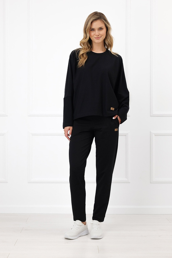 Dámska mikina Italian Fashion Manta oversize s dlhým rukávom a gombíkmi basic - čierna