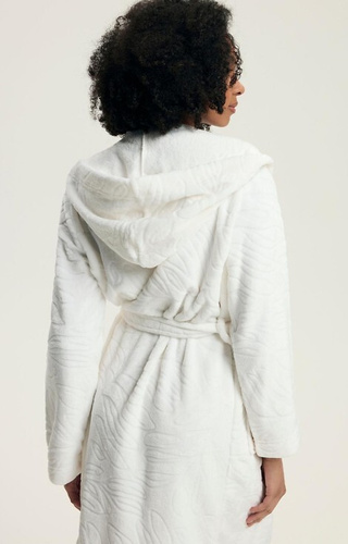 43612 Daryl Dámsky krémový župan Henderson - s kapucňou, reliéfny vzor