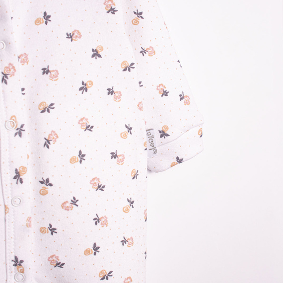 220032 Detský overal Nicol 100% bavlna s dlhým rukávom a jemnou kvetinovou potlačou