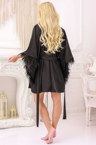 Moon Podomka Kalimo - satén s perím, krátky a elegantný, čierny