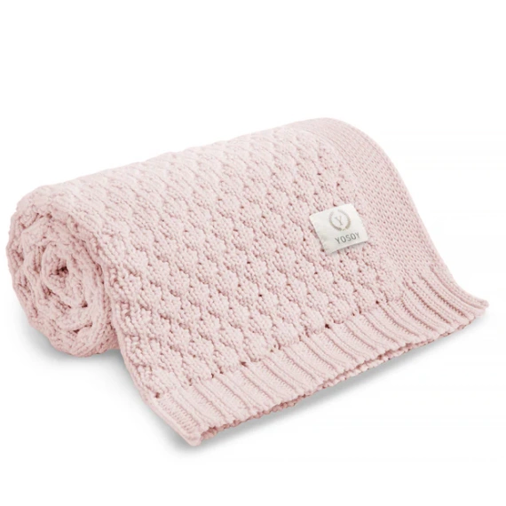 Bubbles Yosoy púdrovo ružová deka z merino vlny - prírodná, hypoalergénna, obojstranná