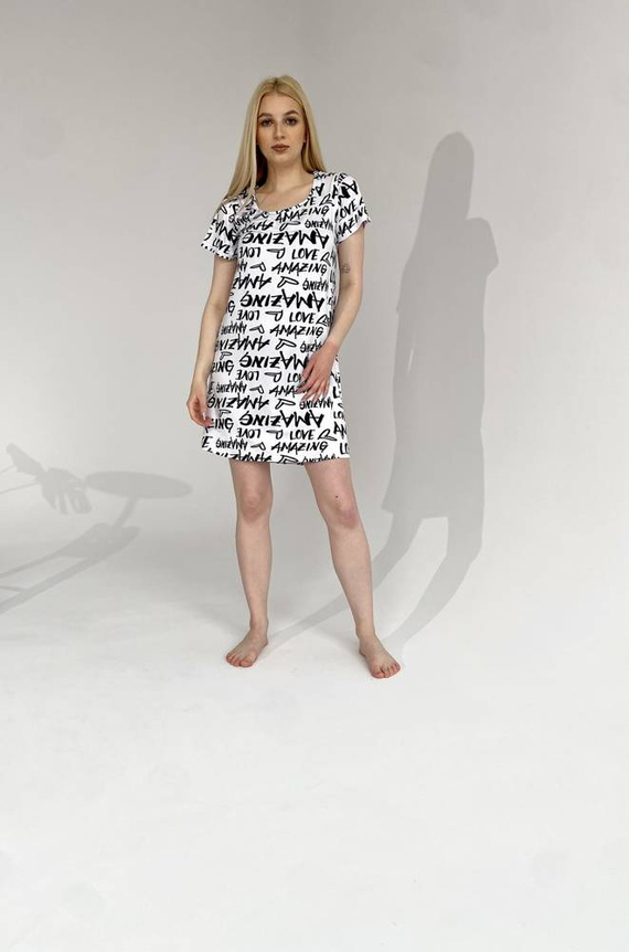 645 Úžasná nočná košeľa Forex - bielo-zelená