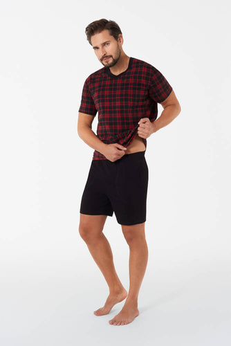 Elijah Pánske pyžamo s krátkym rukávom a šortky Italian Fashion - potlač/čierna