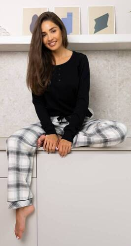 Blanche Dámske flanelové pyžamo Sensis - čierne