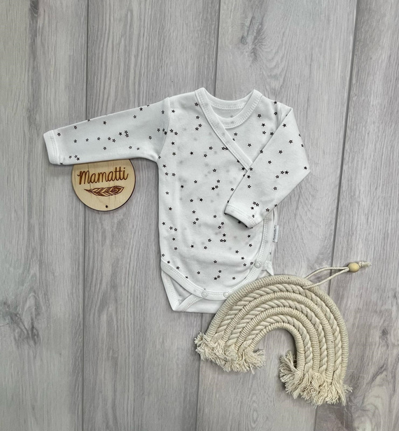 Mamatti BD16226 zavinovacie body pre bábätká s dlhým rukávom, vzor hviezdičky