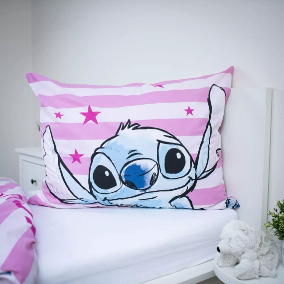 Bavlnené obliečky Lilo i Stitch JF24 140x200 ružové s hviezdami 100% bavlna