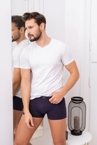 Ikar Pánske tričko s kapucňou pri krku Italian Fashion - biele