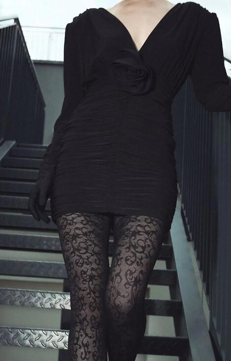 1235 Perse Pančuchy Gabriella čierne - ornament 60 den, 3D technológia