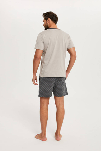 Abel Pánske pyžamo s krátkym rukávom, šortky Talianska móda - béžová/potlač