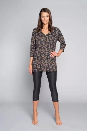 Pinnia Dámske pyžamo s 3/4 rukávmi, 3/4 nohavice Italian Fashion - potlač/grafit