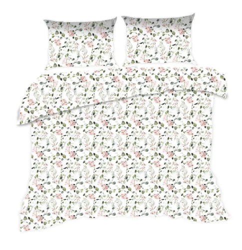 1610N Bavlnené posteľné prádlo Classic E24 Karo flowers white powder - 100% bavlna, odolná, farebná, 2-dielna súprava