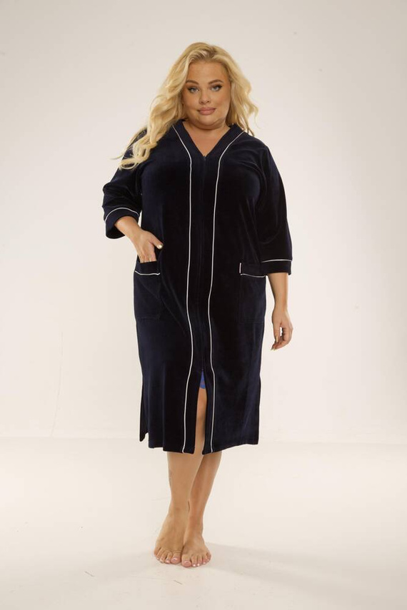 974 / 352 Dámsky župan z velúru Forex - tmavomodrý