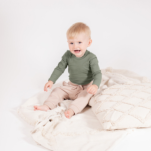 218097 Detské body Yogi Bear Nicol - bavlna, dlhý rukáv, farba khaki