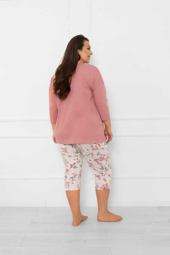 Dámske pyžamo Akita - bavlna, 3/4 rukáv a 3/4 nohavice, kvetinový vzor Talianska móda