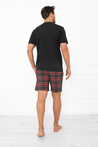 Rusoli pánske pyžamo Talianska móda tmavý melanž - károvaná bavlna krátke pohodlné