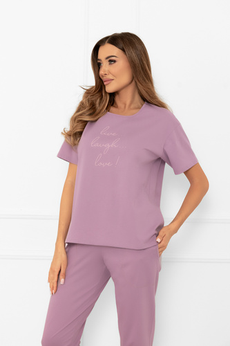 Dámske pyžamo Ksara - krátky rukáv, nohavice 3/4, bavlna Italian Fashion - heather