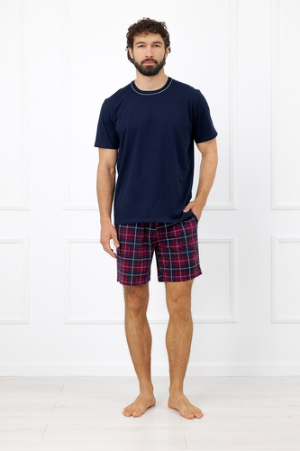 Italian Fashion Brajan pánske pyžamo Mega Soft bavlna kárované šortky
