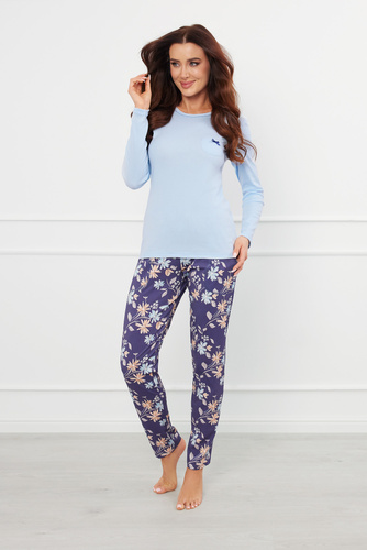 Pulia Dámske pyžamo s dlhým rukávom, dlhé nohavice Italian Fashion - modrá/print