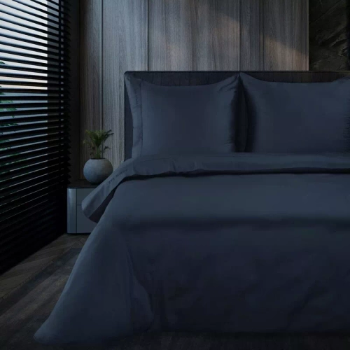 1F Elegantné saténové posteľné prádlo Eva Minge Eurofirany navy blue | makrosatén 100 % bavlna