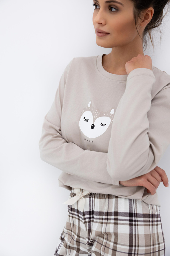 Dámske pyžamo Tinsley Sensis - bavlnené, dlhé, kockované