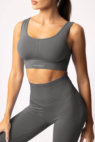 SPAIO Flex 2.0 bezšvová grafitová športová podprsenka - stabilná podpora a pohodlie