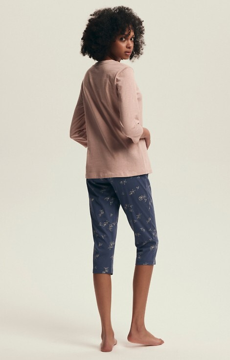 43699 Delanie Dámske ružové pyžamo Henderson - bavlna, 3/4 rukávy a sieťovina