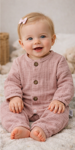 Len mušelínové pyžamo 02235BSR Makoma rose - ľahké, priedušné, 100% bavlna