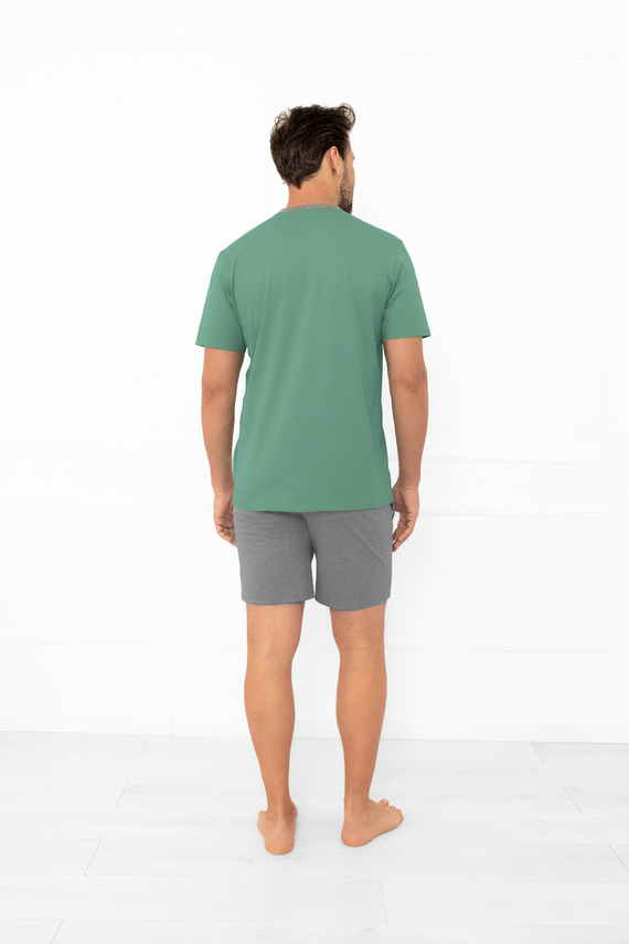 Julius Italian Fashion pánske pyžamo šalvia - krátke, bavlnené, elegantné