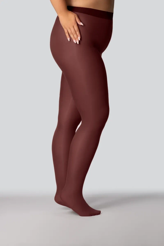 Elizabeth Pančuchy Queen Size 70 den červené víno - hladké, matné, farebné, pohodlné