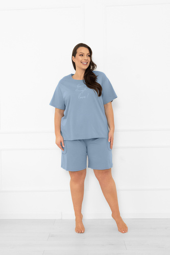 Dámske pyžamo Ksara Italian Fashion - bavlna, krátky rukáv a šortky - oceľové