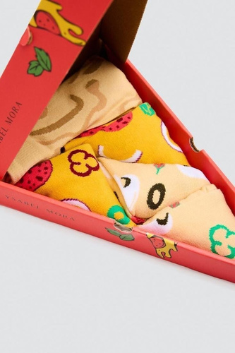 Ysabel Mora 17502 Pánske/dámske bavlnené ponožky 3 páry Pizza na darček
