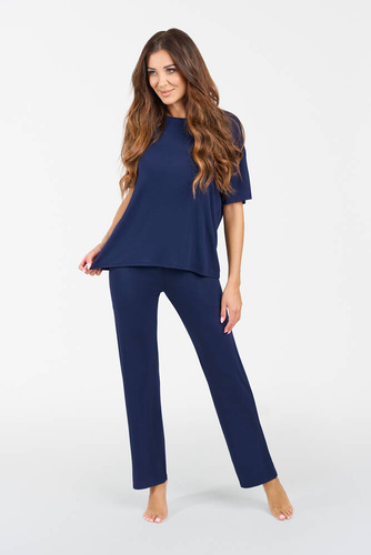 Akord Dámsky set s krátkym rukávom a dlhými nohavicami Italian Fashion - námornícka modrá