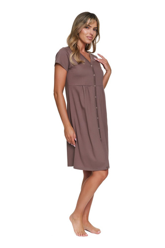 7303 Doctor Nap - Nočná košeľa pre tehotné a dojčiace ženy | Bavlna s elastanom, poľská výroba - moka mousse