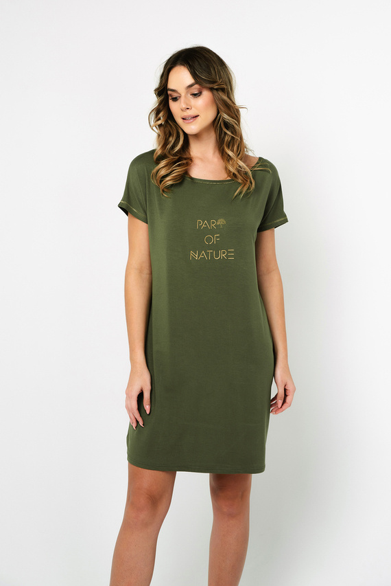 Natura Dámska nočná košeľa s krátkym rukávom Italian Fashion - khaki