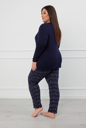 Libra Dámske pyžamo s dlhým rukávom a nohavicami Italian Fashion - námornícka modrá/potlač